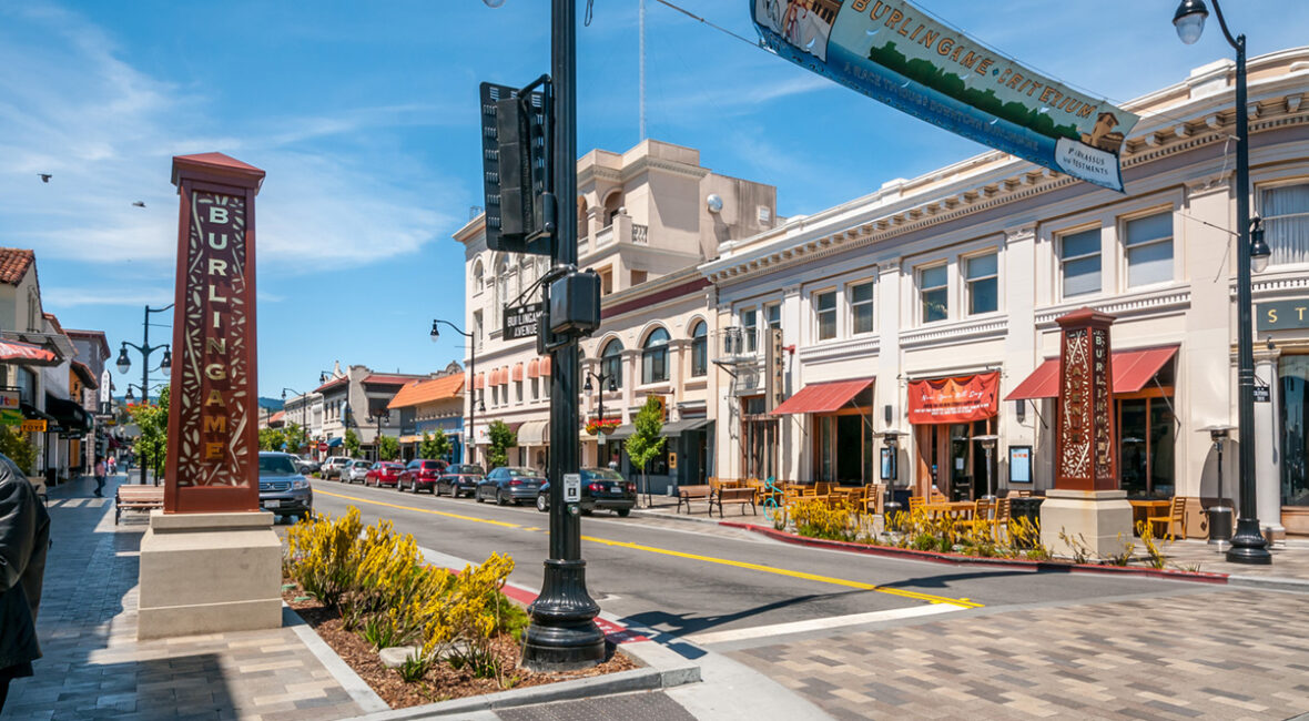 An image of Burlingame Avenue in California